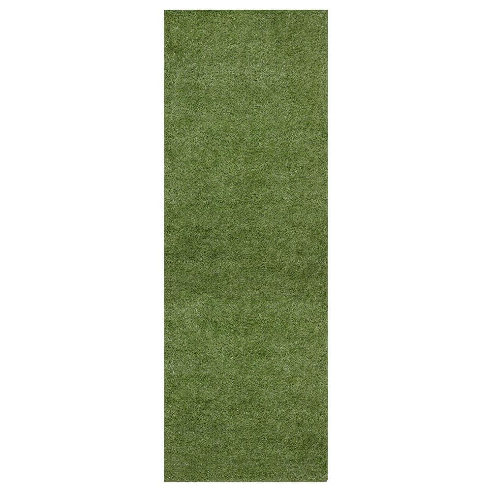 Sweet Home Stores Meadowland Collection Waterproof Solid Indoor/Outdoor 2 ft. x 3 ft. Green Artificial Grass Area Rug