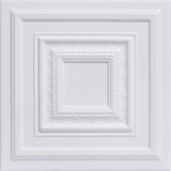 A La Maison Ceilings Chestnut Grove Ultra Pure White 1.6 ft. x 1.6 ft. Decorative Foam Glue Up Ceiling Tile (259.2 sq. ft. /Case)