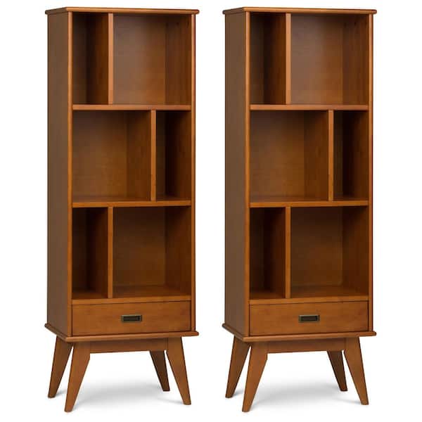 Draper 64 in. Tall Solid Wood 6-Cubbie Bookcase in Teak Brown (Set of 2)