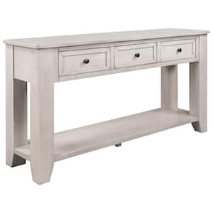 48 in. White Rectangular Solid Pine Wood Top Console Table Entryway Sofa  Side Table with 3 Storage Drawers 2 Shelves C96-CON-WHIT - The Home Depot