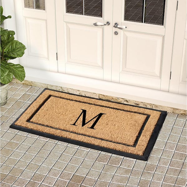 A1hc Natural Coir and Rubber Door Mat, 24x36, Thick Durable Doormats for Indoor Outdoor Entrance, Thin Profile Easy to Clean, Long Lasting, Front