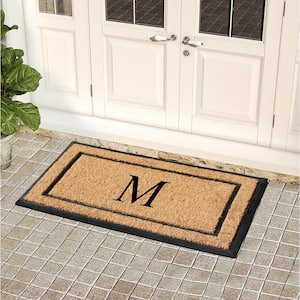 A1HC Border Beige 24 in. x 39 in. Rubber and Coir Heavy-Duty Outdoor Entrance Durable Monogrammed M Door Mat