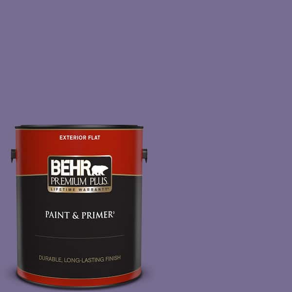 BEHR PREMIUM PLUS 1 gal. #650D-6 Purple Silhouette Flat Exterior Paint & Primer