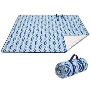 Blue Polyester Portable Outdoor Waterproof Picnic Hiking Blanket 78" x 118"