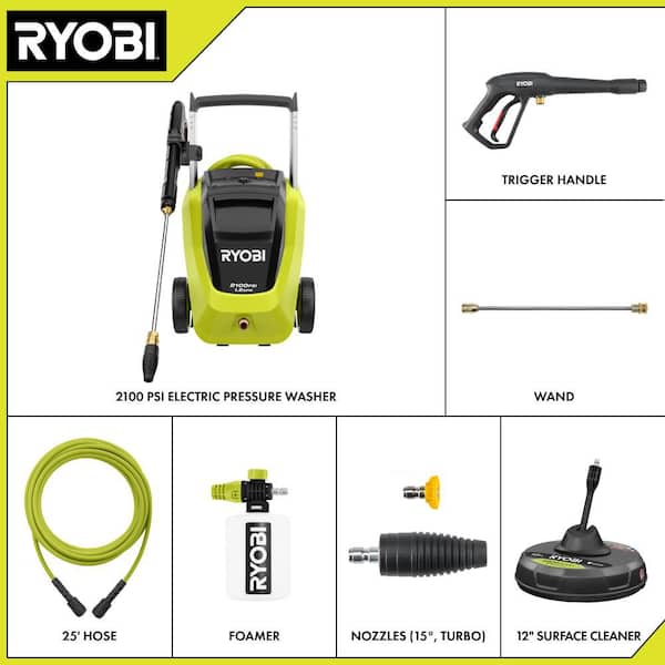 2100 PSI 1.2 GPM Cold Water Electric Pressure Washer with Surface Cleaner