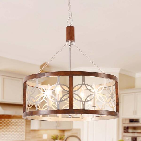 French Country 4 Light Chrome Finish Colorful Drum Shape Rustic Chandelier Fc4058 4c French Country 4 Light Chrome Finish, Wayfair Lighting Rustic Chandeliers