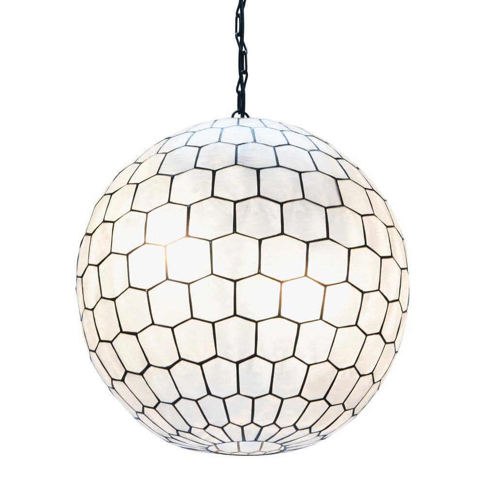 Black Capiz Globe Pendant Light with LED and Incandescent Options