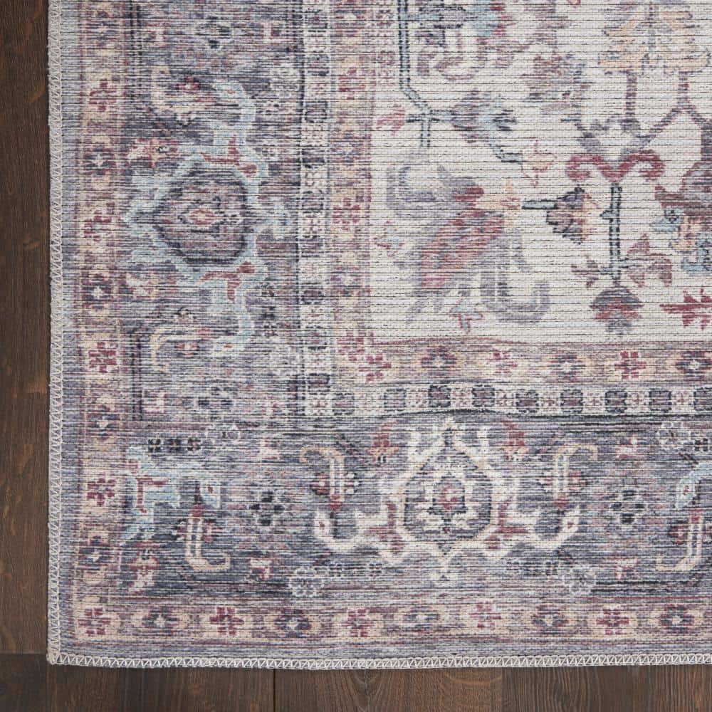Nicole Curtis Grey 4' x 6' Machine Washable Vintage Medallion Area Rug