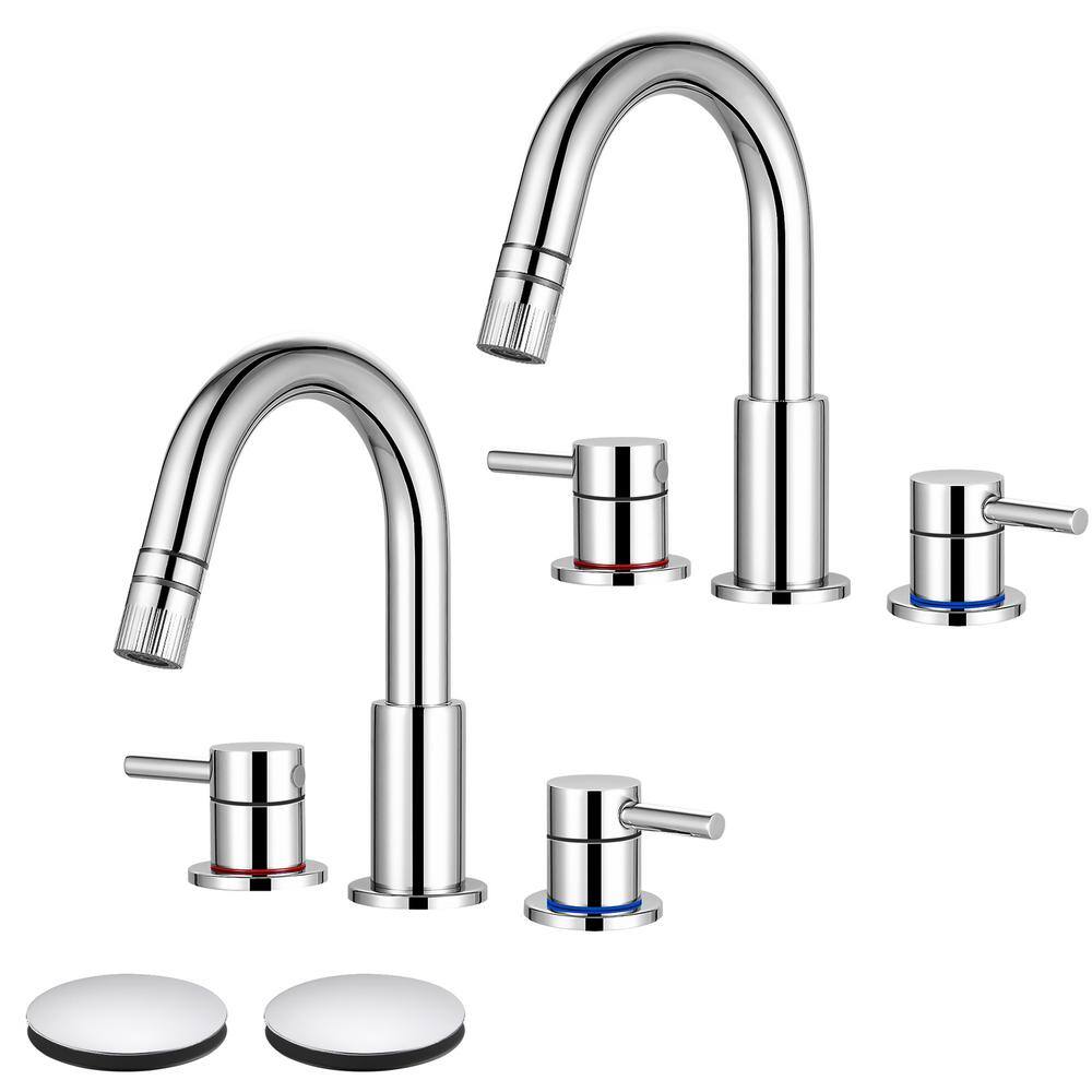 Double Handles 8 in. Widespread Bathroom Sink Faucet with Pull Out Sprayer 