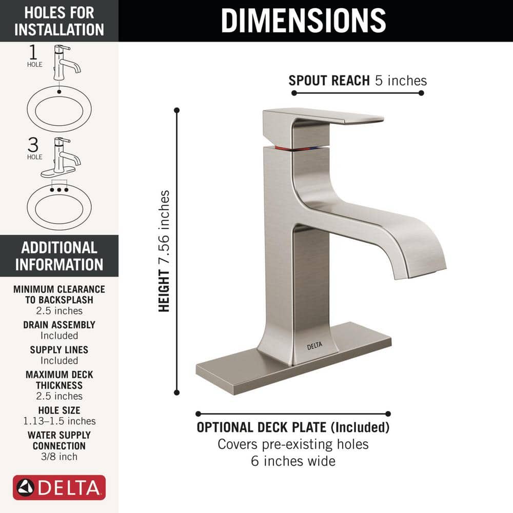 Velum Brushed Nickel Single Hole Bathroom Faucet with Drain Assembly