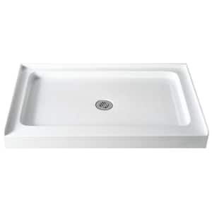 48 in. L x 30 in. W Rectangular Alcove Shower Pan Base with Center Drain Shower Bases in White Anti-Slip for RV/Bathroom