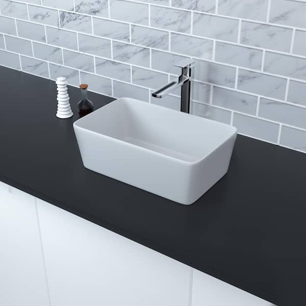 Satico Amuering 19 in. Topmount Bathroom Sink Basin in White