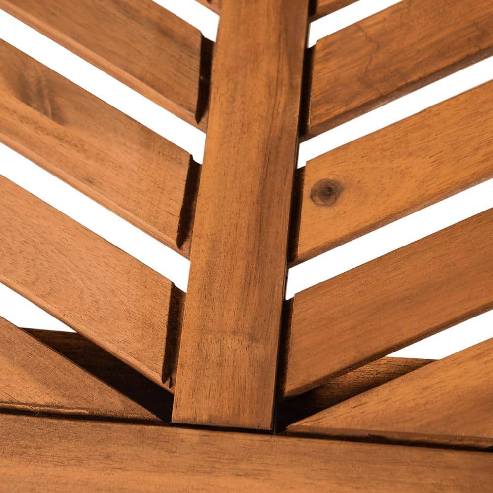 Set of 2 Brown Chevron Slatted Acacia Wood Patio Chairs