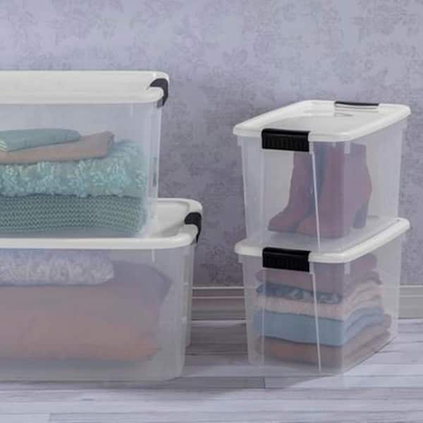 20 Gal. Plastic Durable Storage Bin with Lid in White (1-Pack