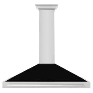 48 in. 400 CFM Ducted Vent Wall Mount Range Hood with Black Matte Shell in Stainless Steel