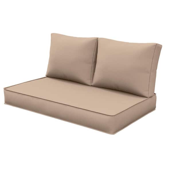 WNP 46 in. x 26 in. Outdoor Patio Replacement Loveseat Cushion Set with Backrest Sand