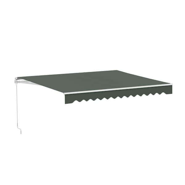 13 ft. Caribbean Polyester Manual Retractable Patio Awning 10 ft. Projection in Forest Green
