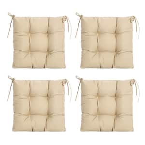 Outdoor Seat Cushions, Set of 4, Patio Seat Chair Cushions 19"x19"x4" with Ties, for Outdoor Dinning chair, Beige