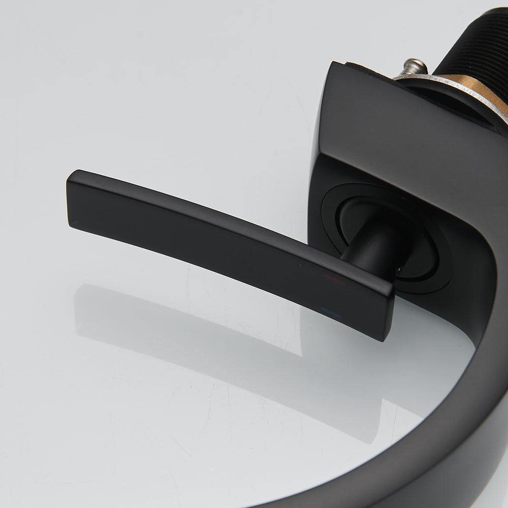 Matte Black Single Handle Mid Arc Bathroom Faucet