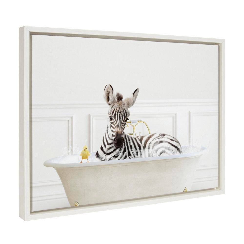 "Sylvie ""Zebra In Bubble Bath Neutral Style"" by Amy Peterson Art Studio White Framed Art Print 24 in. x 18 in." price history on PriceWatchPro
