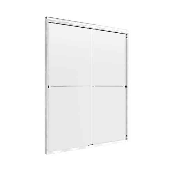 CRAFT + MAIN Cove 54 in. to 58 in. x 55 in. Semi-Framed Sliding Bypass Tub/Shower Door in Silver with 1/4 in. Clear Glass