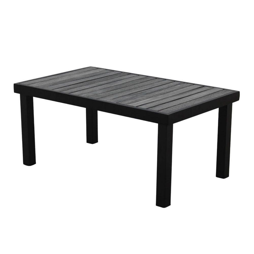 Catalina Black Vintage Gray 39" Steel & Teak Outdoor Coffee Table