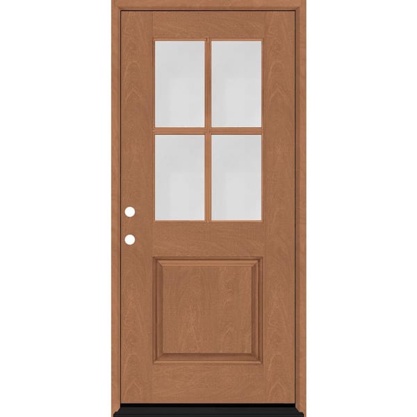 Steves & Sons Regency 32 in. x 80 in. 1/2-4 Lite Clear Glass RHIS Autumn Wheat Stain Fiberglass Prehung Front Door