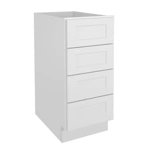 15 in. W x 24 in. D x 34.5 in. H in Shaker White Plywood Ready to Assemble Floor Base Kitchen Cabinet with 4 Drawers