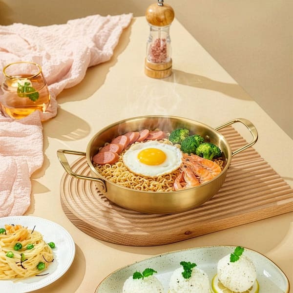Wudkey 3-Piece Korean Ramen Pot with Handles, Stainless Steel