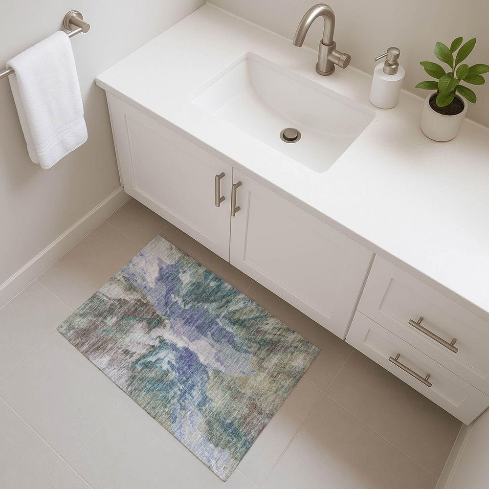 Mayfield Premium Machine Washable Abstract AMF1632 Blue 2 ft. x 3 ft. Area Rug price history on PriceWatchPro