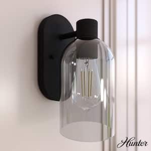 Lochemeade 1-Light Natural Iron Wall Sconce with Smoked Glass Shade Bathroom Light