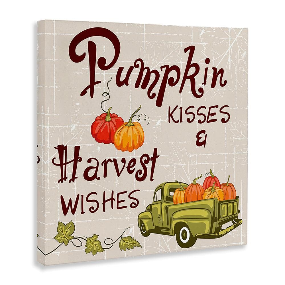 Pumpkin Kisses and Harvest Wishes Canvas Wall Art