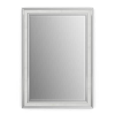 33 in. W x 47 in. H (L1) Framed Rectangular Deluxe Glass Bathroom Vanity Mirror in Chrome and Linen