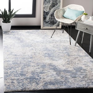 Amelia Gray/Blue 10 ft. x 10 ft. Distressed Abstract Square Area Rug