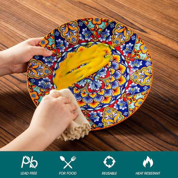 vancasso 12-Piece Orange Porcelain Dinnerware Set Service for