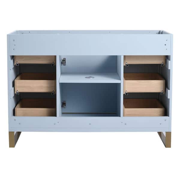 FINE FIXTURES Opulence 48 in. W x 18 in. D x 33.5 in. H Single Sink Bath Vanity in Pastel Blue with White Carrara Top
