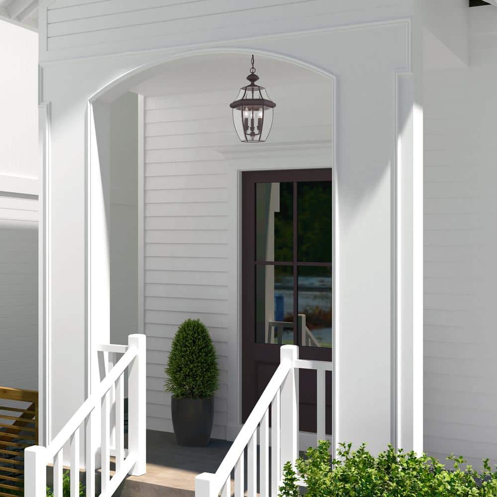 Elegant Monterey Bronze Outdoor Pendant Light with Clear Beveled Glass