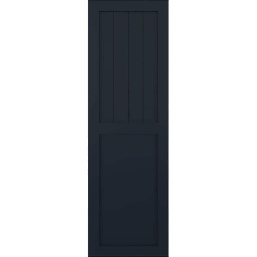 12 in. x 42 in. PVC Farmhouse/Flat Panel Combination Fixed Mount Board and Batten Shutters Pair in Starless Night Blue price history on PriceWatchPro