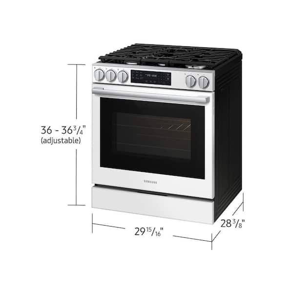 Bespoke 30 in. Smart 5 burner Slide-In Gas Range in White Glasswith True Convection & No-Preheat Air Fry Max