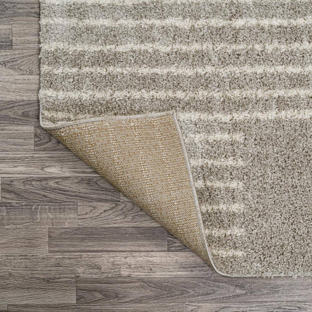 Gray and Ivory Striped Shag Area Rug 3 ft x 5 ft