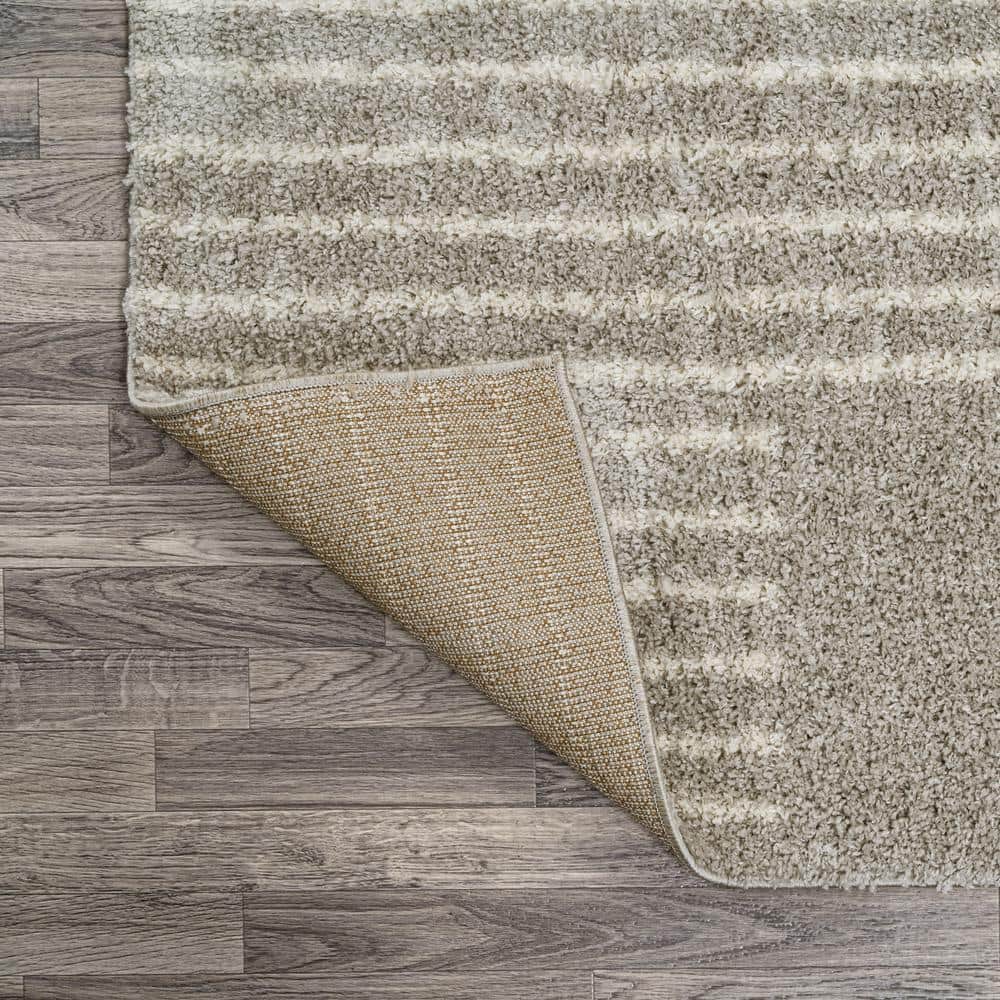 Gray and Ivory Rectangular Shag Area Rug