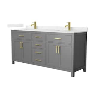 Beckett 72 in. Double Freestanding Dark Gray Bath Vanity with Giotto Quartz Top Unassembled