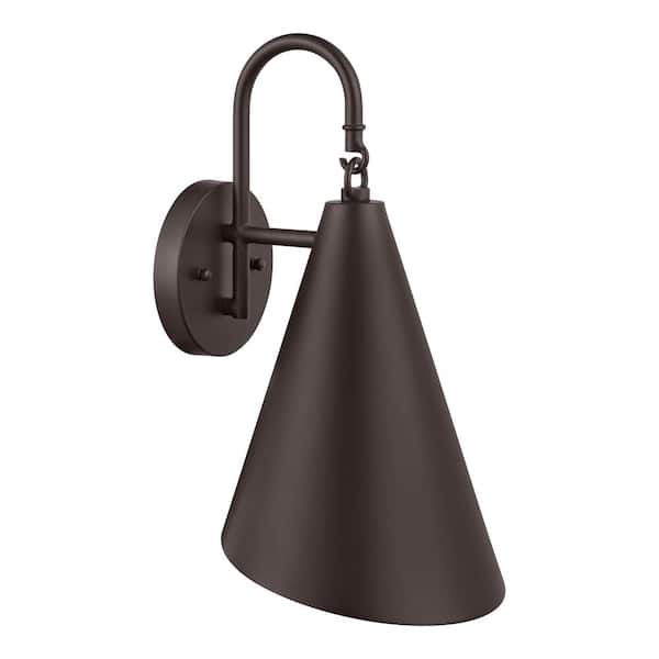 Hampton Bay Corvallis 15.5 in. Oil Rubbed Bronze Hardwired Outdoor Wall Lantern Sconce with No Bulbs Included