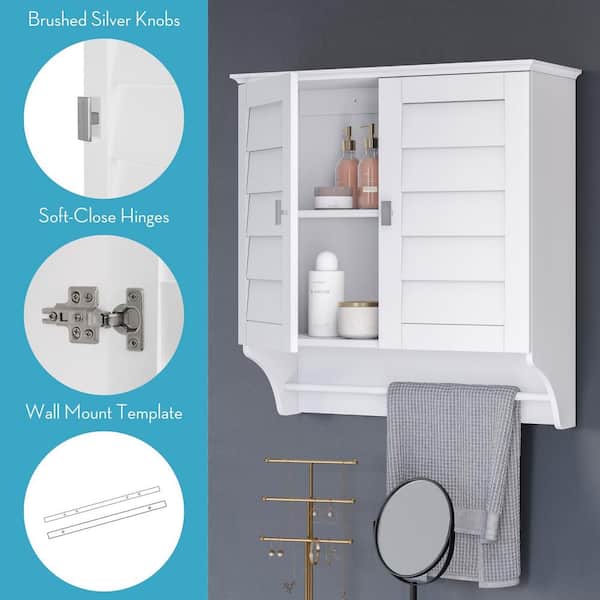 RiverRidge Brookfield 23.5-in x 25.19-in x 8.88-in White Soft Close Bathroom Wall Cabinet