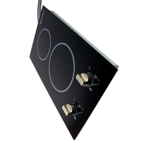 12 in. Radiant Electric Ceramic Glass Cooktop in Black with 2 Burner Elements Including Dual Radiant Burner