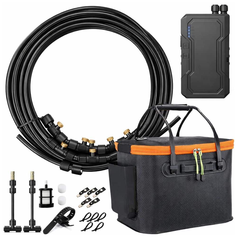Outdoor Water Cooling Misting System Kit with 20L Bucket, 26FT Hose, 6 Nozzles, Clips for Patio Canopy price history on PriceWatchPro