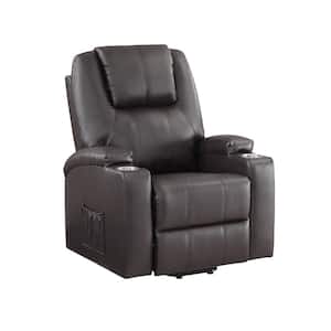 Evander Brown Leather Aire Leather Swivel Rocker Recliner