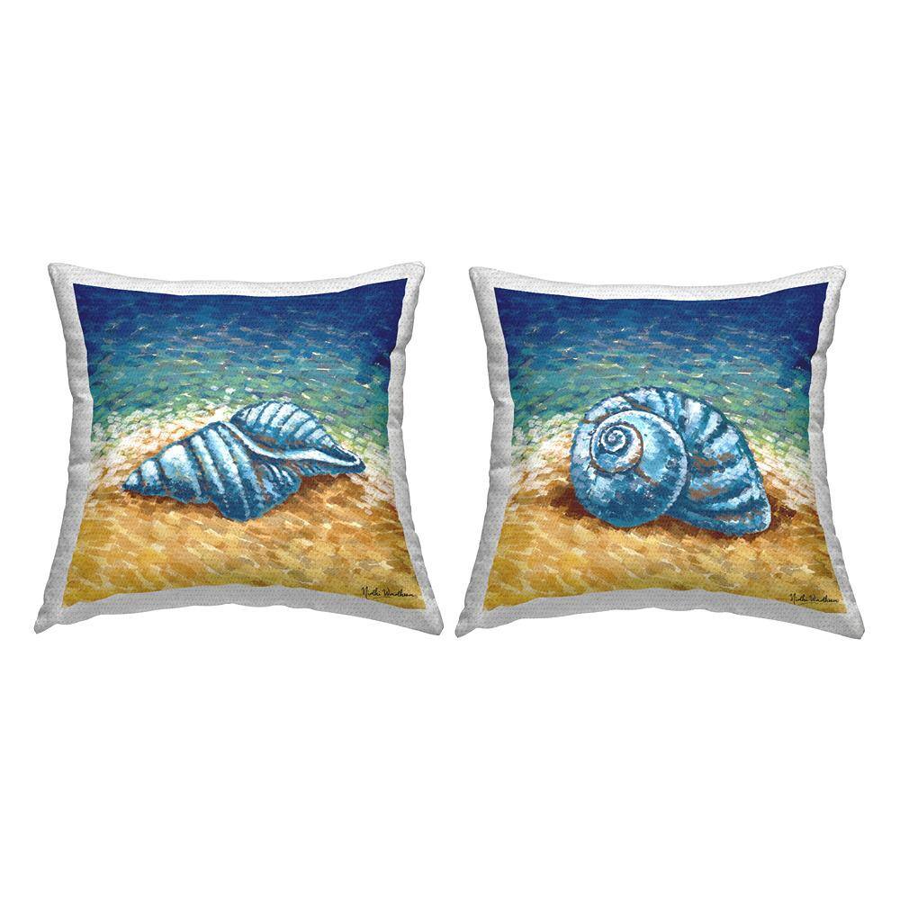 Abstract Seashells on Shore Blue Square Outdoor Throw Pillow 2-Pack price history on PriceWatchPro