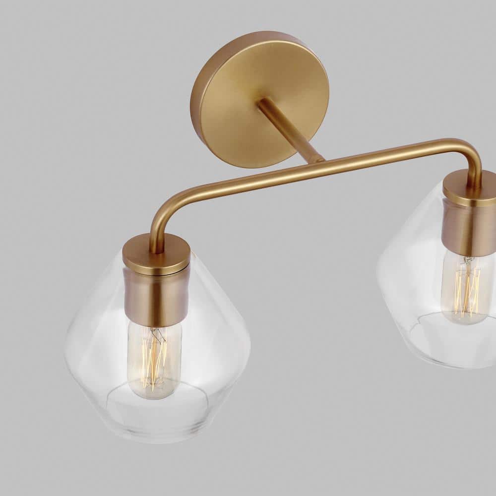 Jett 17" Satin Brass Vanity Light with Clear Glass Shades