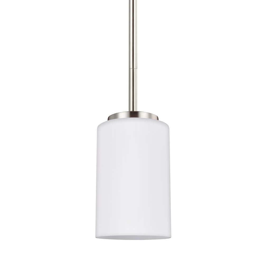 Sleek Oslo Brushed Nickel Mini-Pendant with Opal Etched Glass
